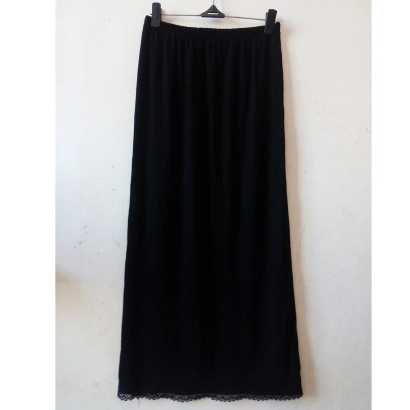 Women Half Slip Satin Trim Maxi Lace Underskirt