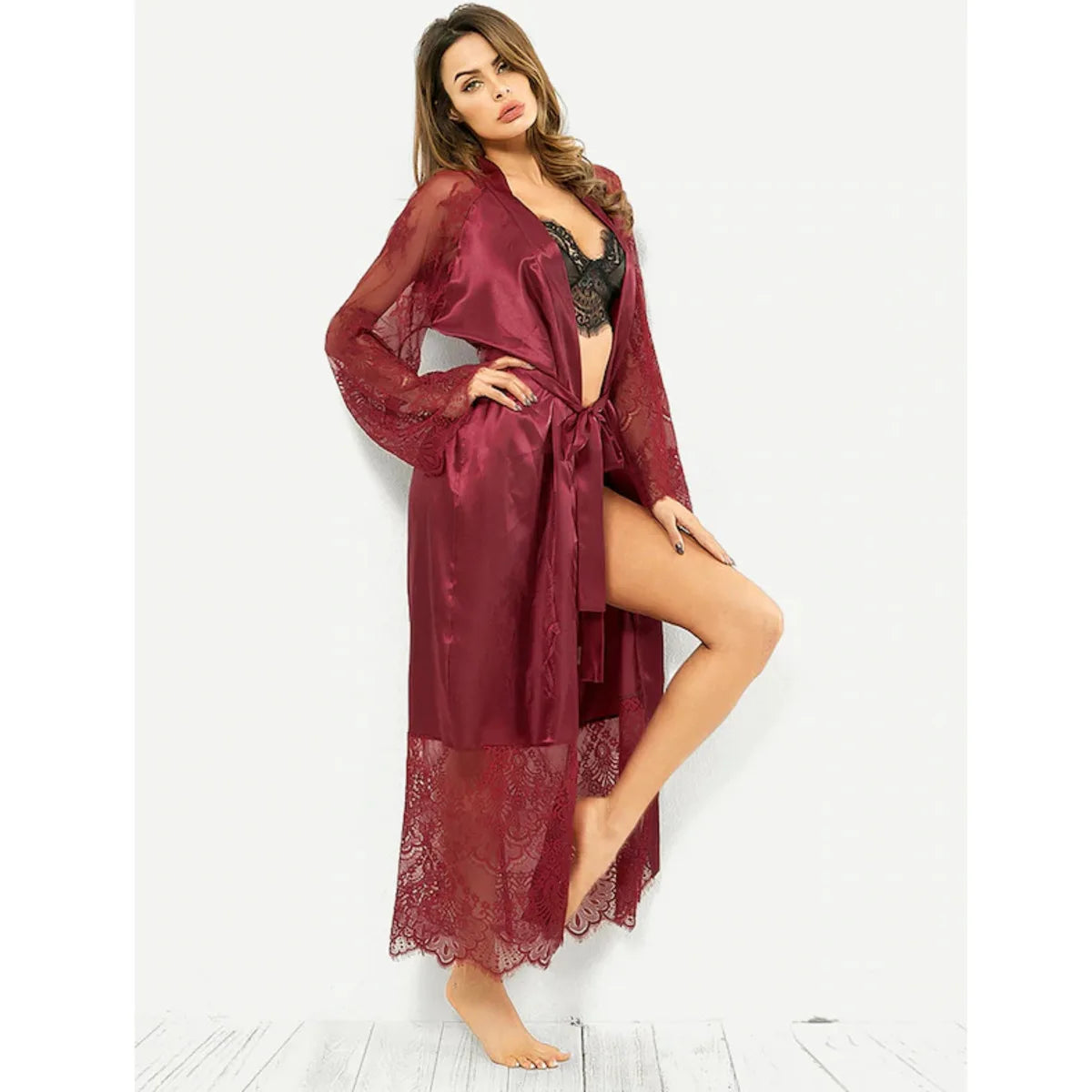 Satin Long Kimono