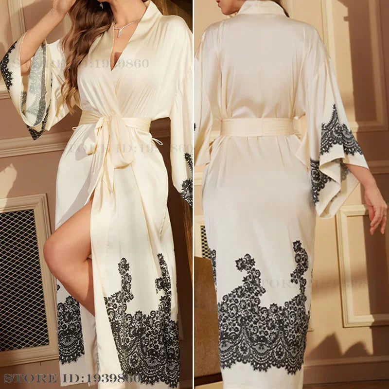 Floral Satin Kimono Robe