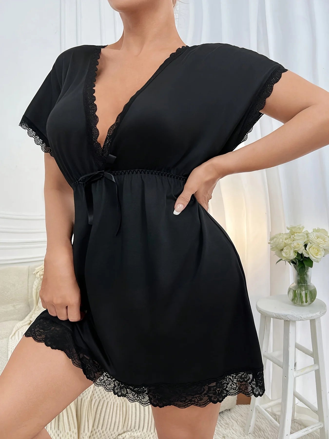 Sexy Floral Lace Patchwork Sleepwear