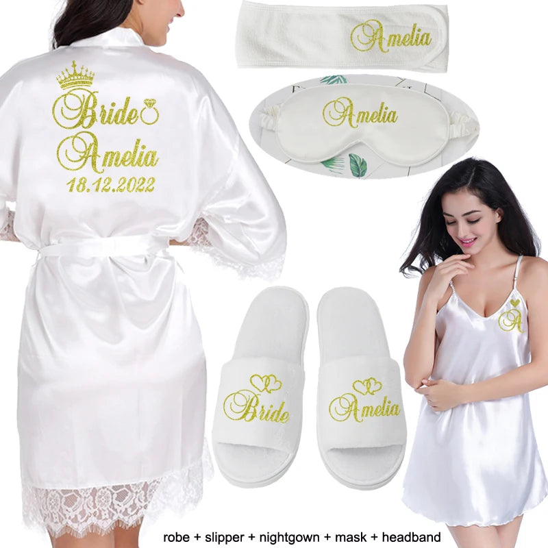 Classy White Lace Bridal Robe