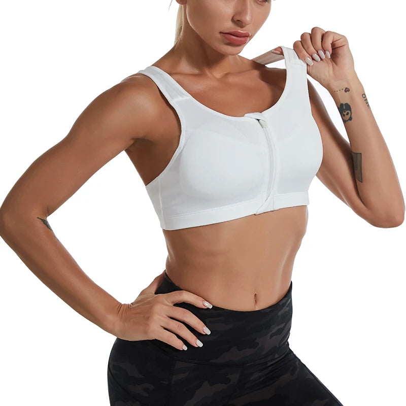 Zipper Push Up Sports Bra