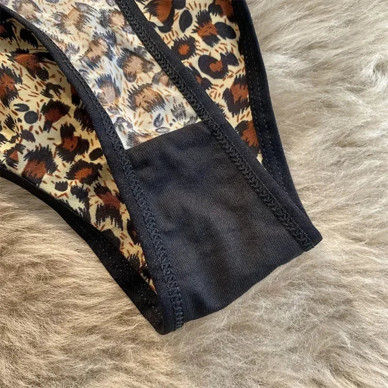 Leopard Lace Low Waist Thong