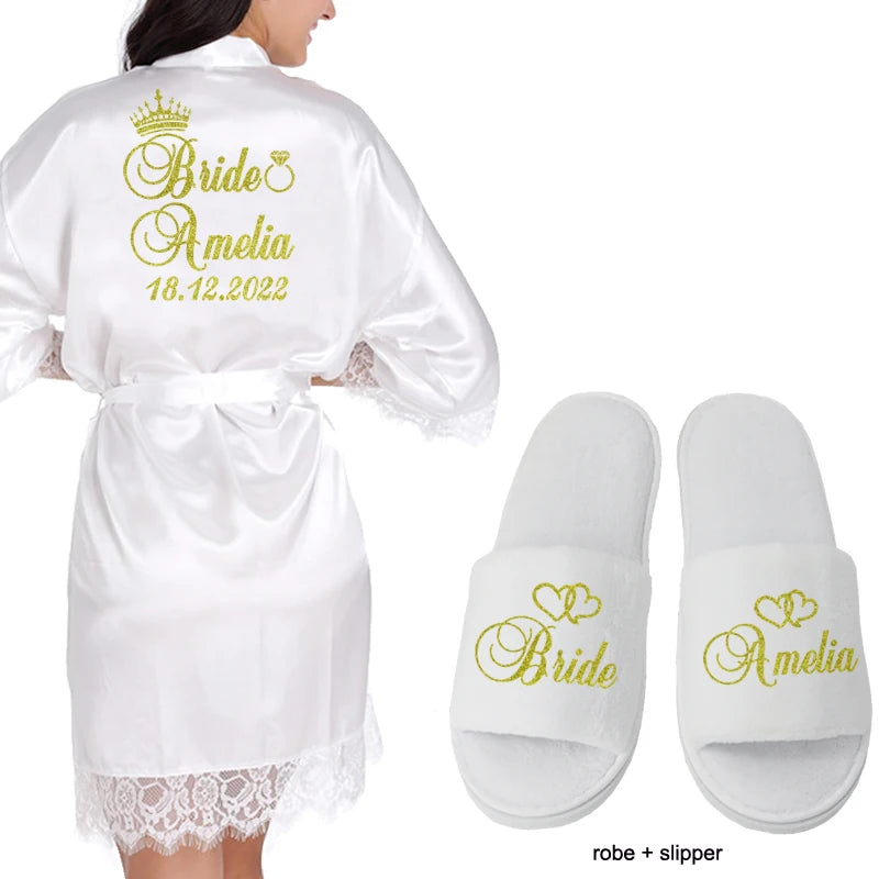 Classy White Lace Bridal Robe