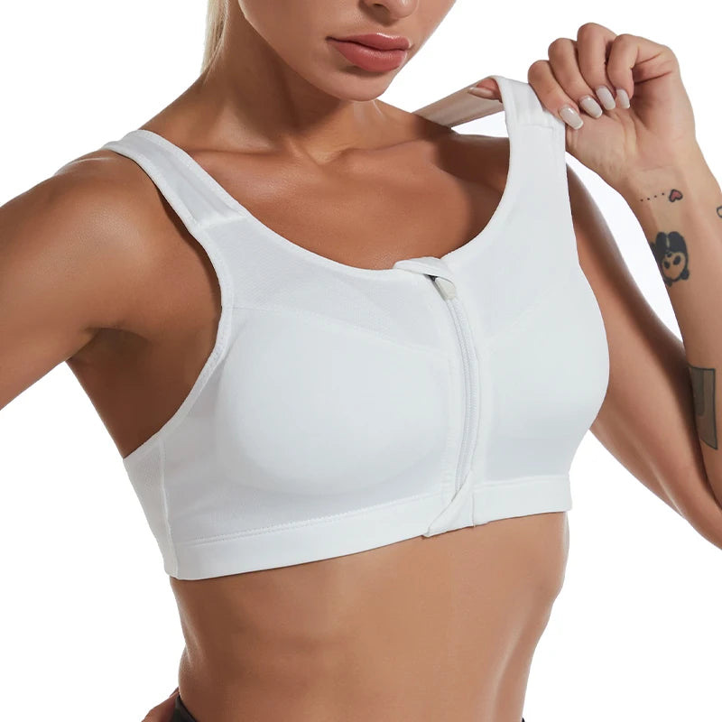Zipper Push Up Sports Bra