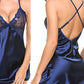Deep V Back Satin Long Cami Dress