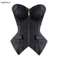 Punk Style Push Up Faux Leather Corset With Zip