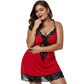 Plus Size Lace Satin Spaghetti Strap Nightdress