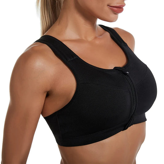 Zipper Push Up Sports Bra