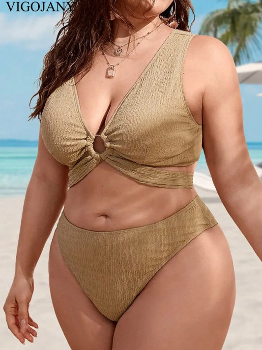 Plus Size 3 Piece High Waist Bikini Set