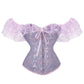 Shoulder Straps Steel Boned Corset With Puff Sleeves