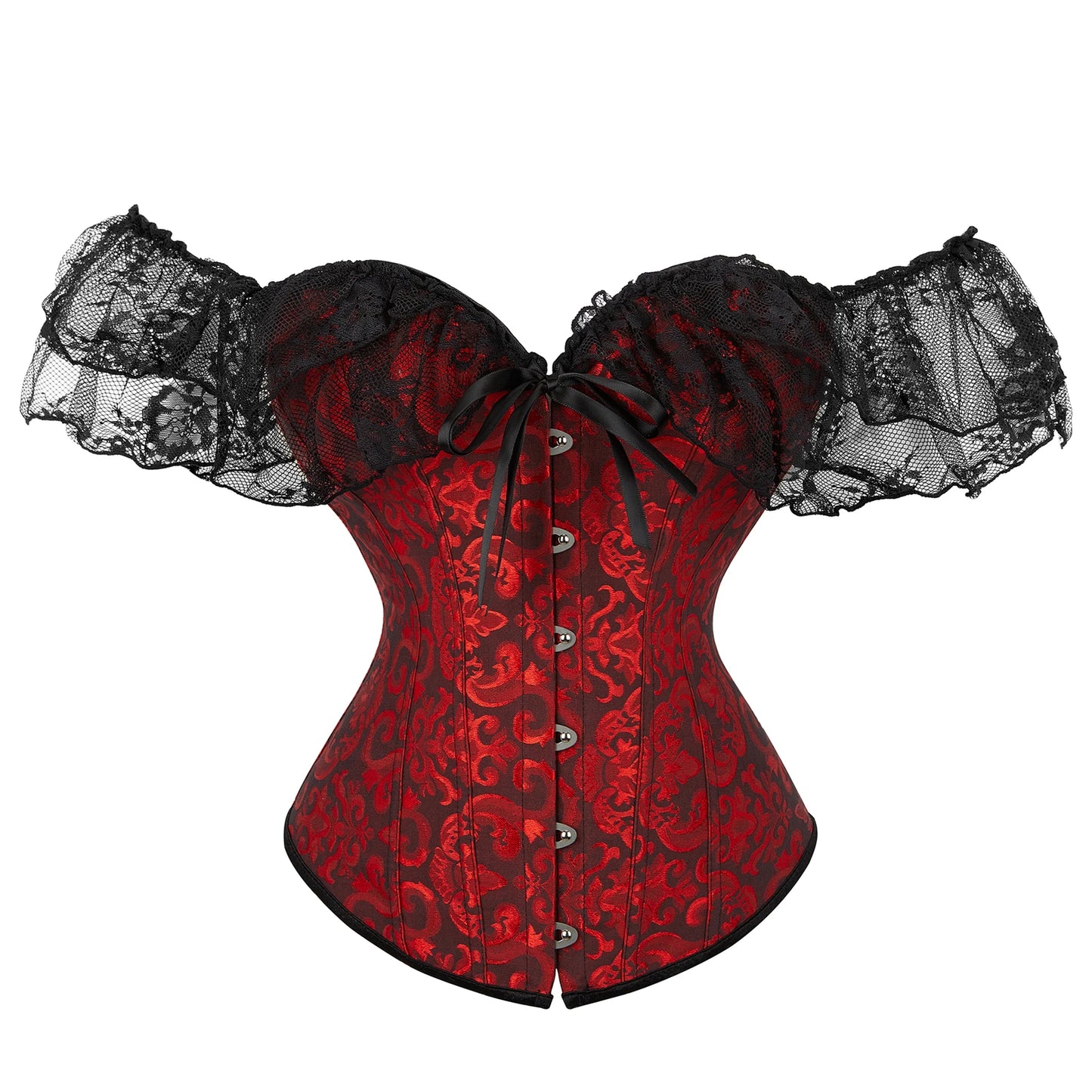 Shoulder Straps Steel Boned Corset With Puff Sleeves