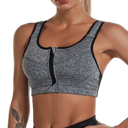 Zipper Push Up Sports Bra