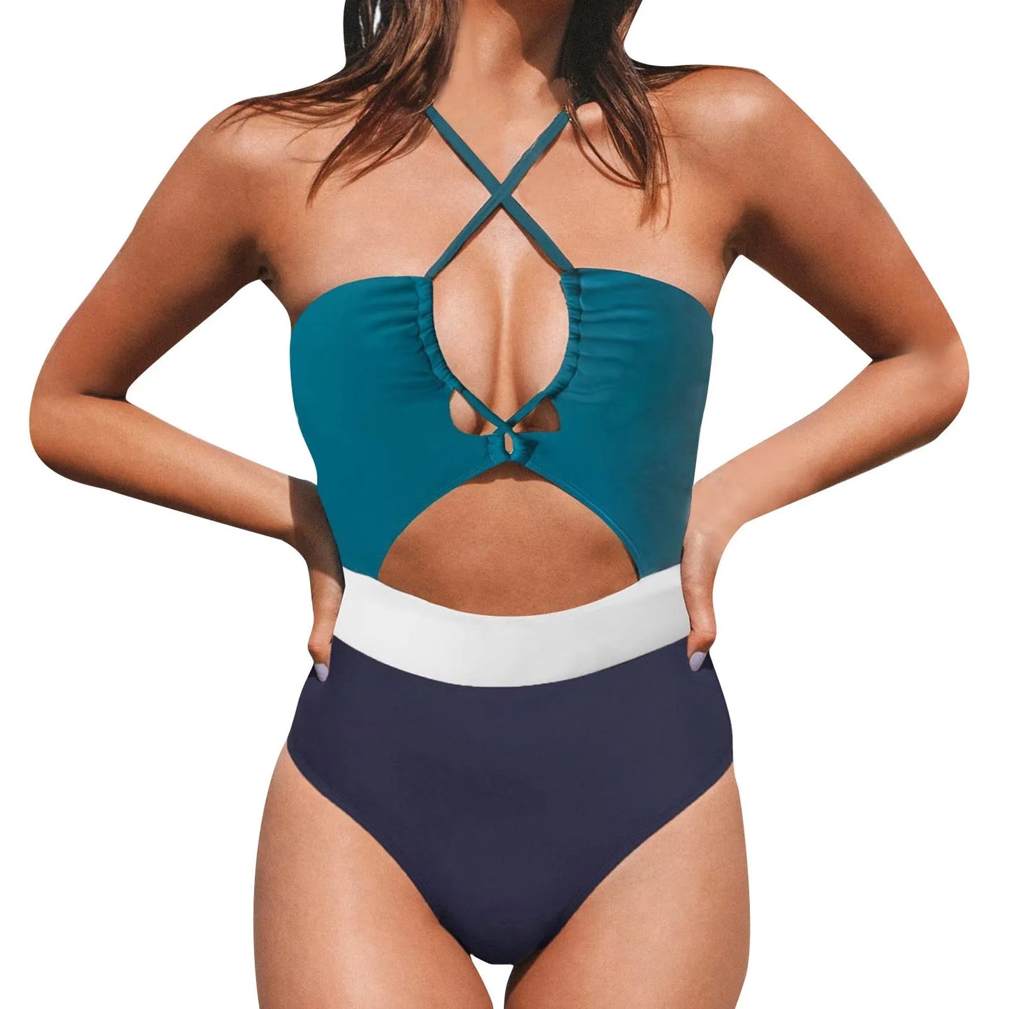 Cut Out One-Piece Backless Swimsuit