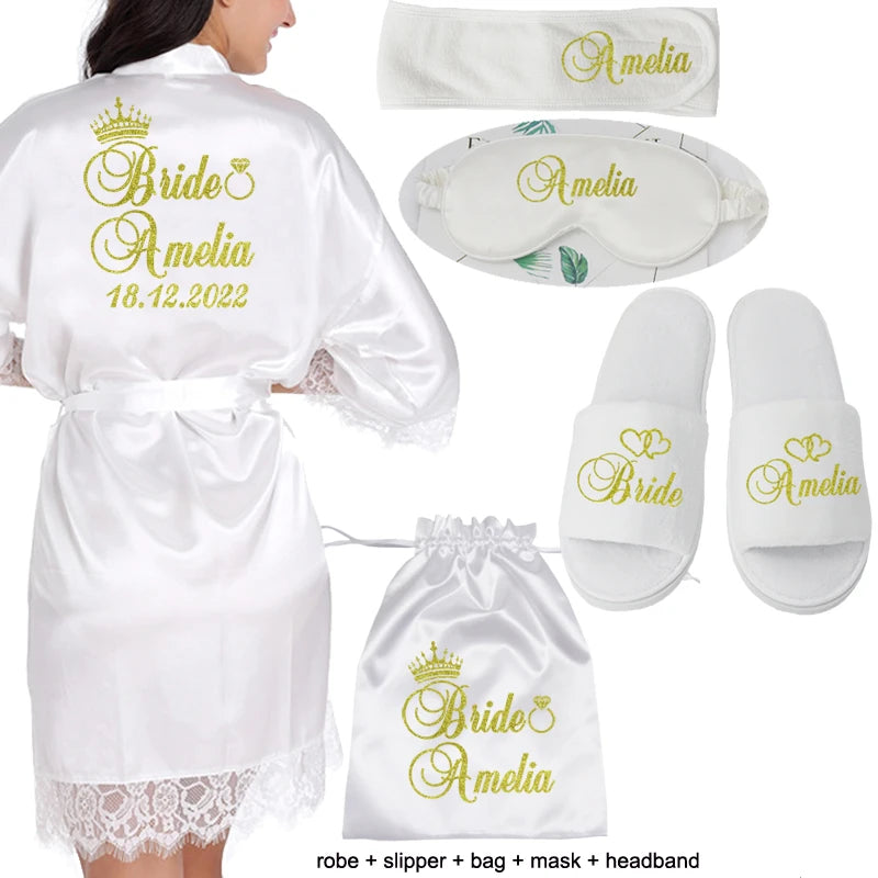 Classy White Lace Bridal Robe