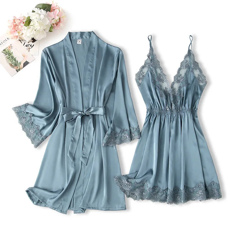 Lace Trim Sexy Kimono