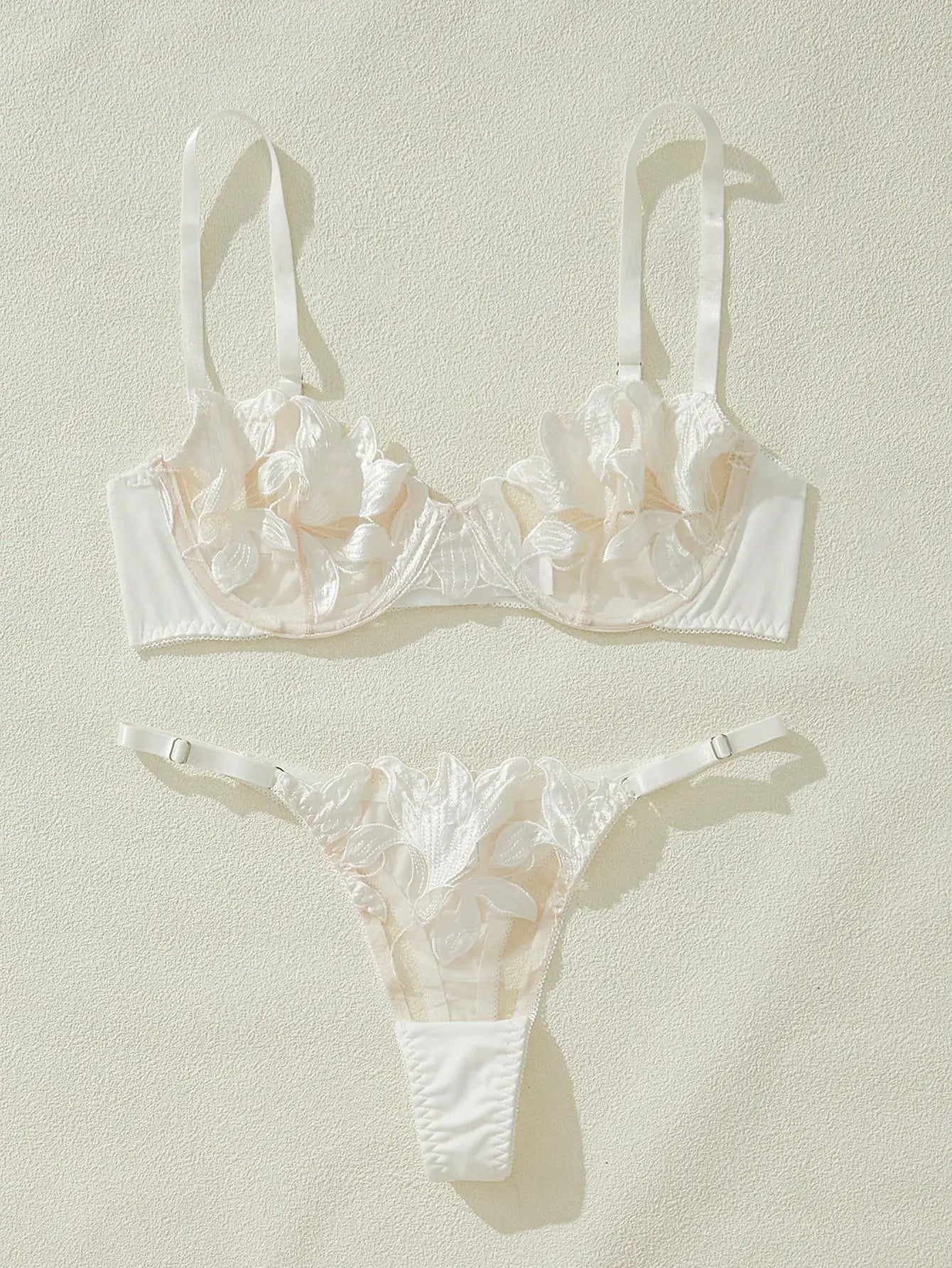 White Floral Lace Sexy Ultra-thin Bridal Lingerie