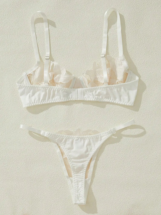 White Floral Lace Sexy Ultra-thin Bridal Lingerie