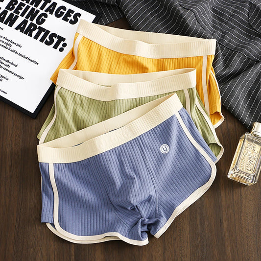 Men's Breathable Cotton Boxers with Stylish Stripes